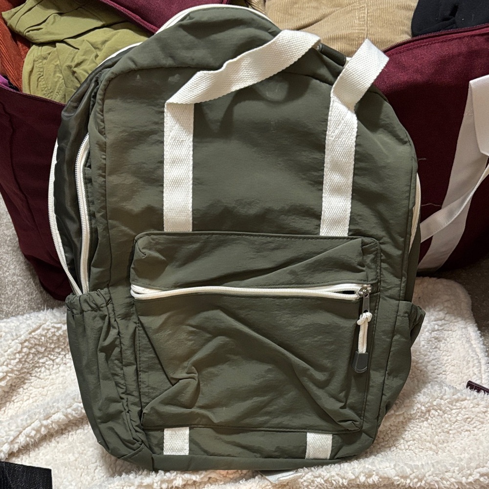 Wild Fable Olive Backpack with White Accents